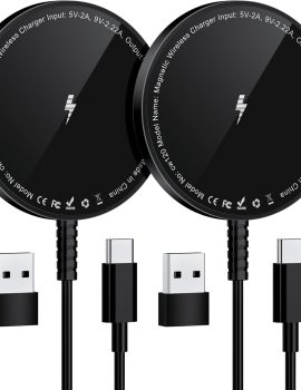 Bohuma Magnetic Wireless Charger for iPhone: Mag Safe Charger Fast Charging Pad 2 Pack Compatible with iPhone 16 15 14 13 12 Pro Max Plus & Airpods 2 3 Pro (No Adapter)
